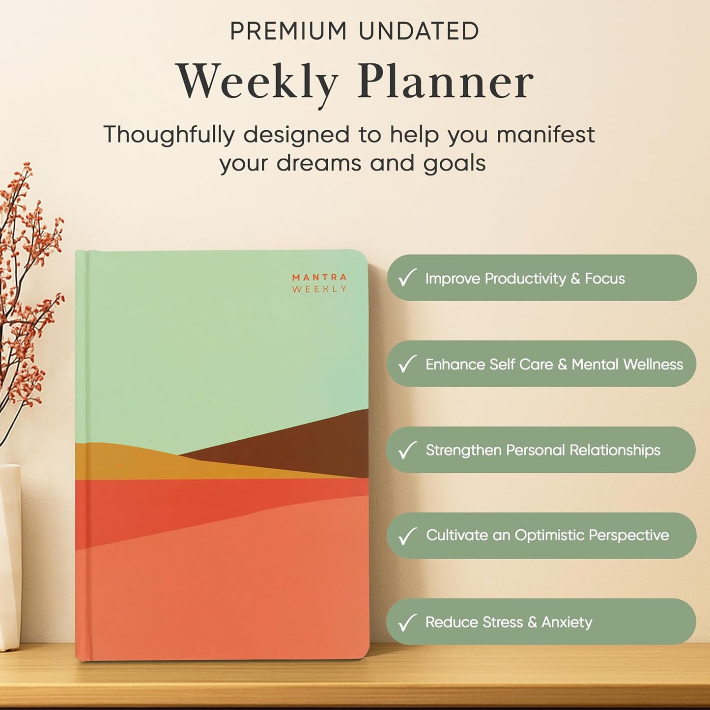 2026 Planner, Daily Journal & Gratitude Journal All-In-One with To Do List, Self Care Prompts & Habit Tracker - 7 x 10 - Pink