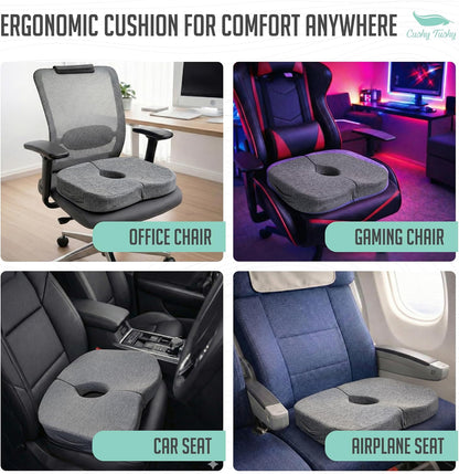 Cushy Tushy Premium Foldable Travel Seat Cushion - for Relief of Lower Back, Sciatic, Butt and Tailbone Pain - for Home & Office Use, Perfect for Travel or Driving - Coccyx Seat Cushion