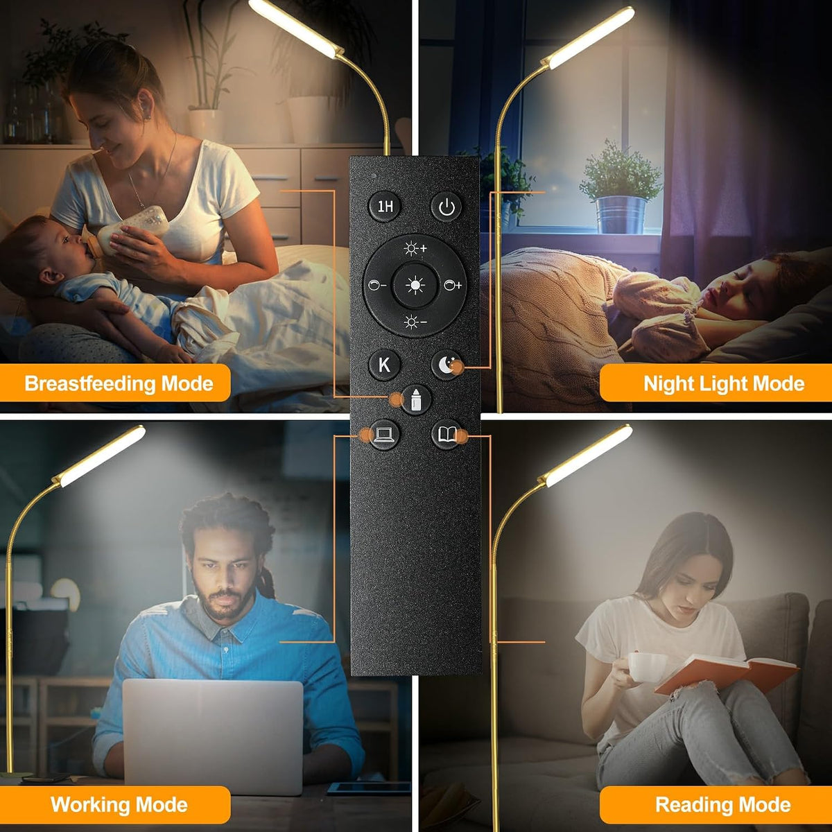 marctronic Floor Lamp, 18W 1800LM Super Bright LED Floor Lamp with Remote & Works with Smart Plug, Dimmable Timing Eye Caring Reading Lamps Floor Standing for Living Room Bedroom Office
