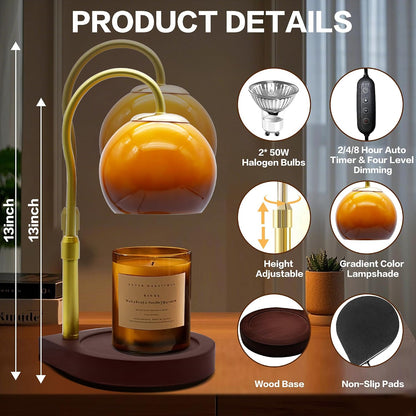 Candle Warmer Lamp with Timer 2H/4H/8H, Adjustable Height, Ocean