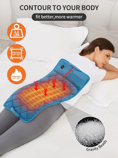 Vofuoti Portable Heating Pad, Cordless Weighted Heating Pads with Battery and 3 Heat Settings, Electric Heated Pad for for Back, Abdomen, Neck & Shoulder, Women Men, 12" x 24" | with 15000mAh Battery and 3 Heat Settings, Electric Heated Pad for Back,