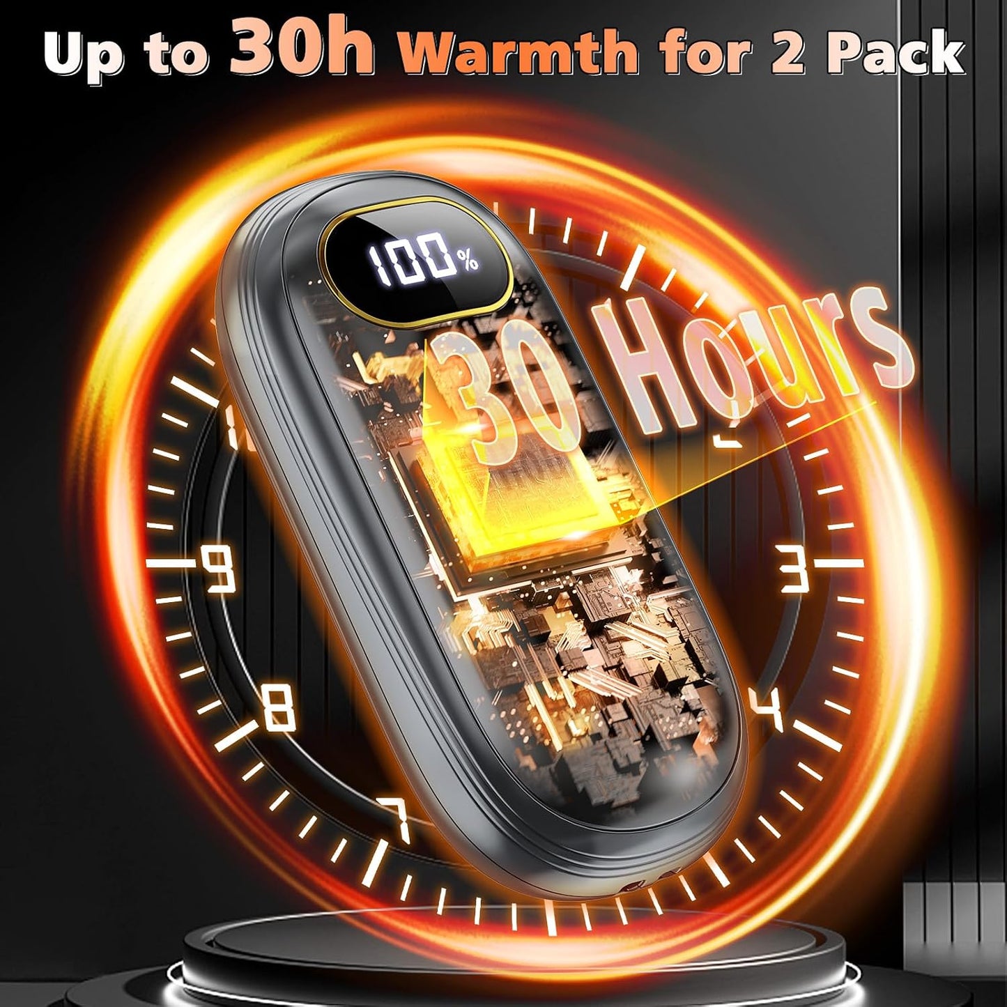 Hand Warmers Rechargeable - Electric Hand Warmers 2 Pack with Dual-Sided Heating for 15Hrs Warmth, LED Display & Flashlight, Hunting Essentials, Gifts for Christmas Man Women Raynauds Golf