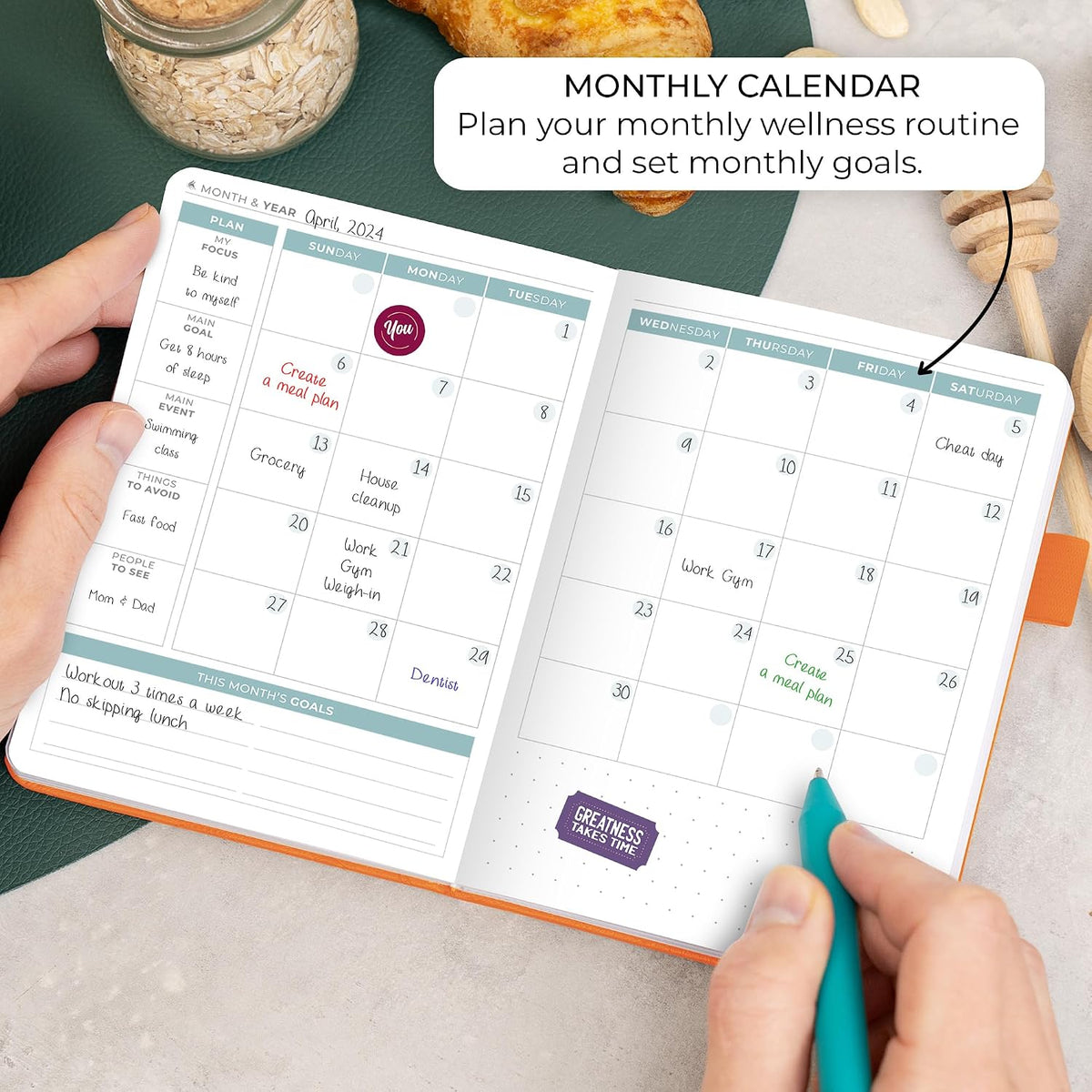 Clever Fox Food Journal for Women & Men, Weight Loss Tracker, Aquamarine