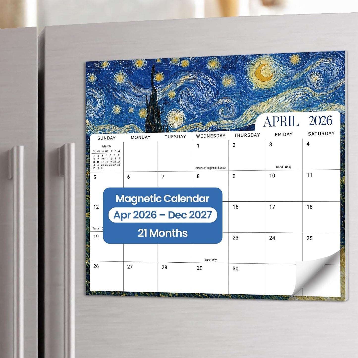 2026-2027 Magnetic Calendar for Refrigerator, Apr 2026-Dec 2027 | 21-Month Fridge Calendar 2026-2027 for Home Planning, Scheduling and Easy Organization, Greenery