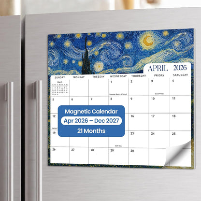 2026-2027 Magnetic Calendar for Refrigerator, Apr 2026-Dec 2027 | 21-Month Fridge Calendar 2026-2027 for Home Planning, Scheduling and Easy Organization, Greenery