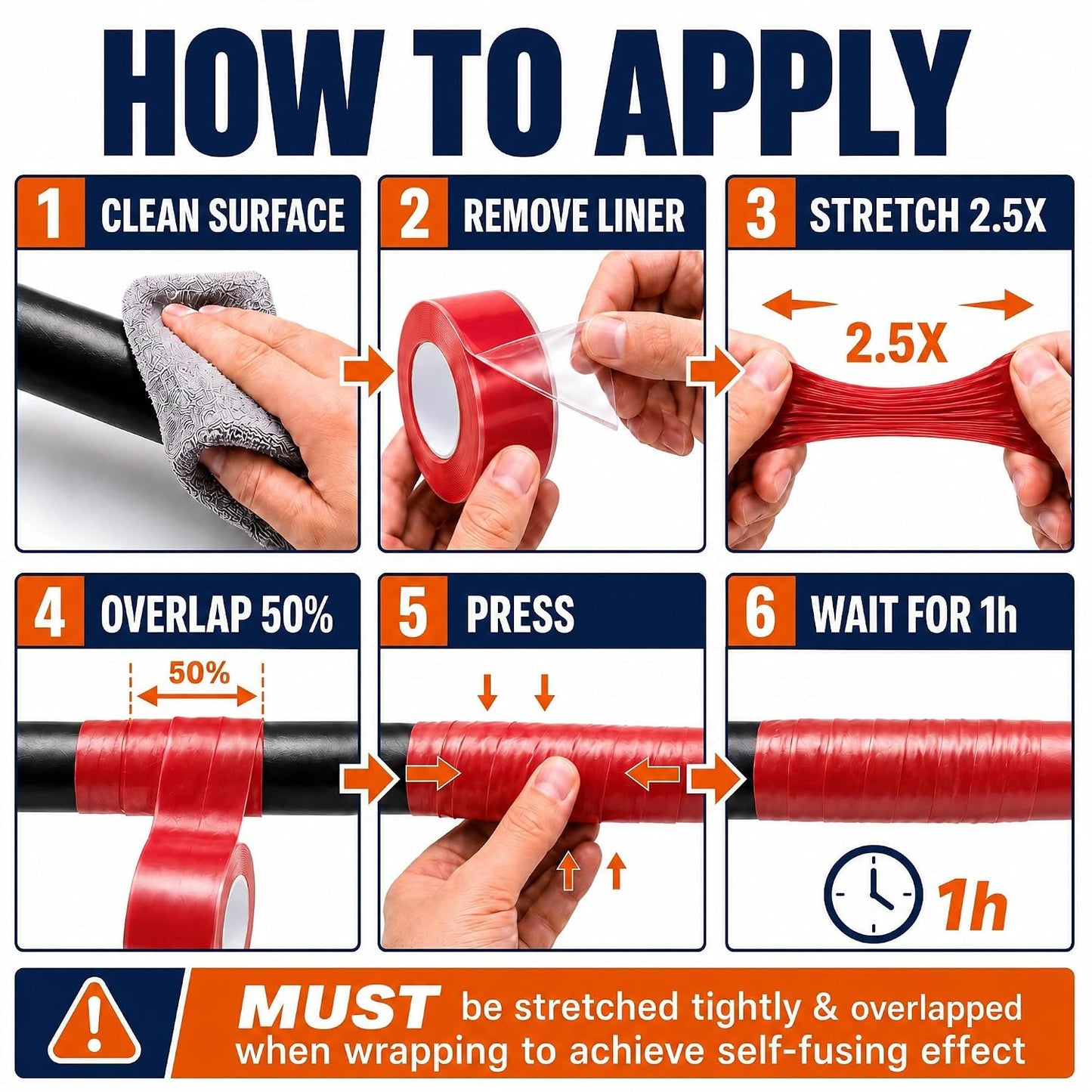 Self Fusing Silicone Tape 2 Rolls Flex Seal Tape 1 Inch x 10 Feet | Waterproof Hose Repair Tape, Silicone Rubber for Plumbing, Pipe Leak Seal, Rescue Tape, Outdoor Coax And Tool Fixation