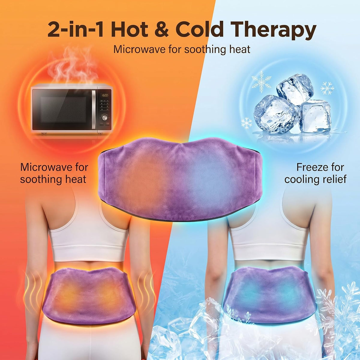 Microwave Heating Pad for Back Pain Relief, Flaxseed Microwavable Heating Pad with Removable Washable Flannel Cover, Moist Heating Pad for Period Cramps & Muscle Relaxation,10''x18''