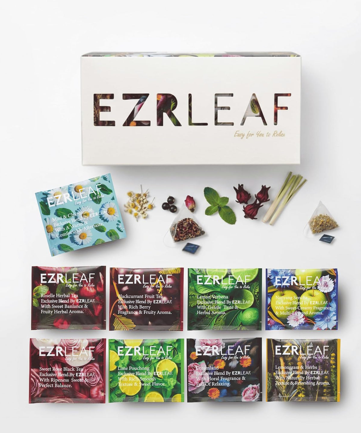 EZR LEAF Pura Herbal Tea Sampler - 22ct Caffeine-Free Tea Variety Gift Set
