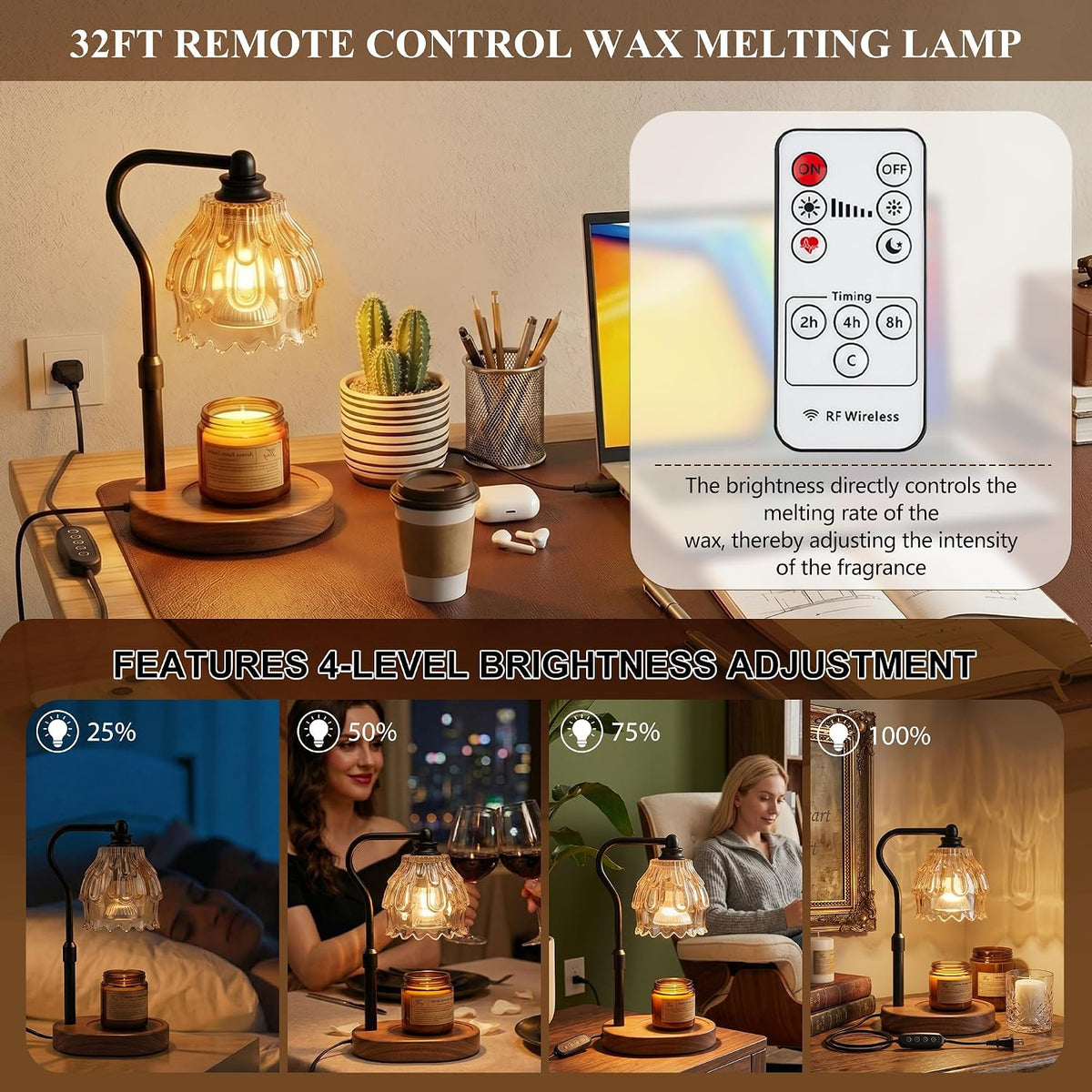 Candle Warmer Lamp with Timer and Wireless Remote Control