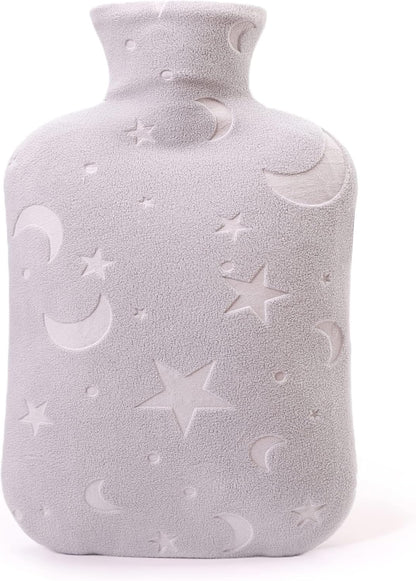 Hot Water Bottle with Soft Cover, 2L Hot Water Bag for Menstrual Cramps, Neck and Shoulder Pain Relief, Hot and Cold Therapies, Hand Feet Warmer, Blue
