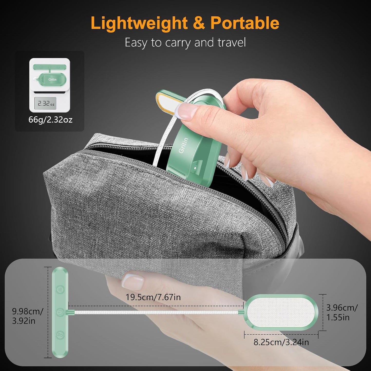 Gritin Rechargeable Book Light for Reading in Bed with 19 LED | Eye Caring 3 Color Temps,5 Brightness Levels,Memory Function,90 Hrs Runtime Flexible Goose Neck Clip on Light for Book Lovers