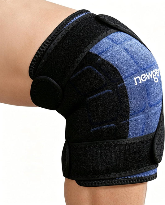 NEWGO 360° Knee Ice Wrap, 60-Min Cold Therapy with Ice Grid | Y-shaped Ergonomic Design Stays Snug, Cold Therapy for Swelling & Recovery, Leak-Resistant & Reusable for Sports Injury Pain
