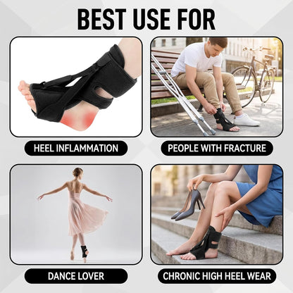 Plantar Fasciitis Night Splint, Adjustable Foot Drop Brace for Achilles Tendon Support, Sleeping Stretch Boot for Heel Pain Relief, Soft Day Night Ankle Support for Men Women (1PC-Black)