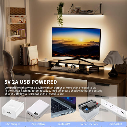 PAUTIX Dotless LED Lights,COB LED Strip Lights with Motion Sensor,5V USB Powered 2700K Warm White,Super Bright Dimmable Motion Activated,Bedroom,Cabinets,Kitchen,Stairs,Closet Indoor Lighting