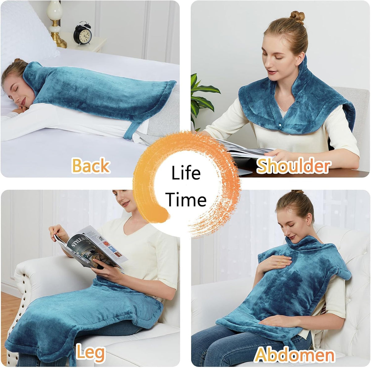 CAROMIO Massaging Heating Pad for Back Pain Relief, Neck and Shoulders