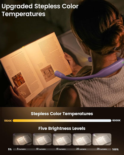 Glocusent Neck Book Light, Rechargeable Neck Lights for Crafts Reading