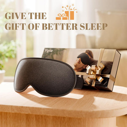 Sleep Mask for Men Women - 100% Blackout Eye Masks for Sleep, Zero Pressure 3D Sleeping Mask, Adjustable Light Blocking Eye Cover Blindfold for Travel, Nap, Night Work, Office - Black