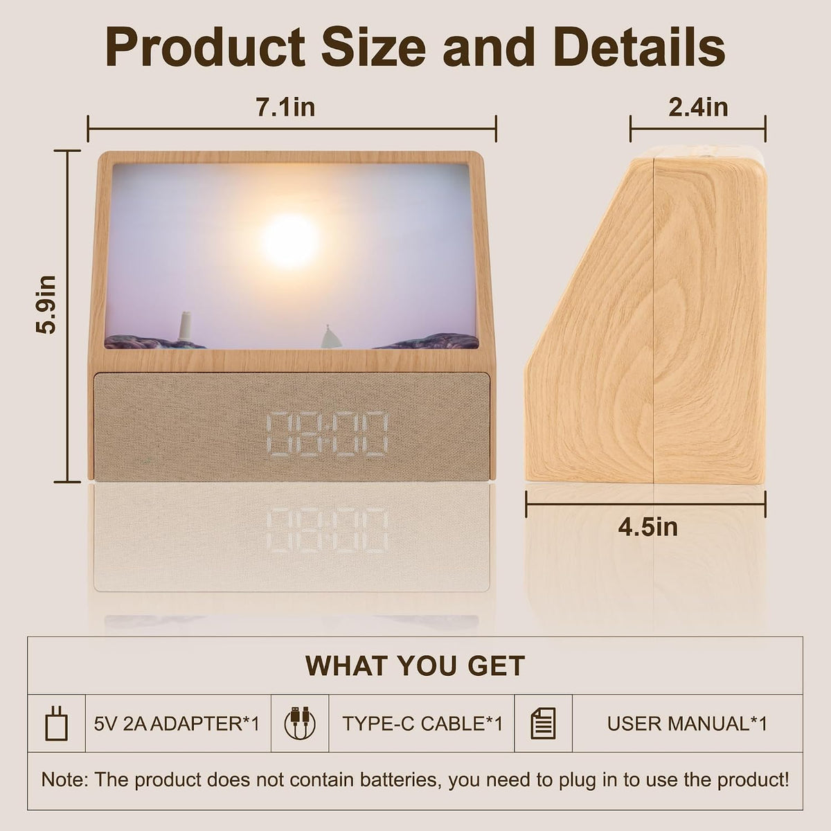 2026 Upgraded Sunset Alarm Clock，Knob Brightness & Volume Control
