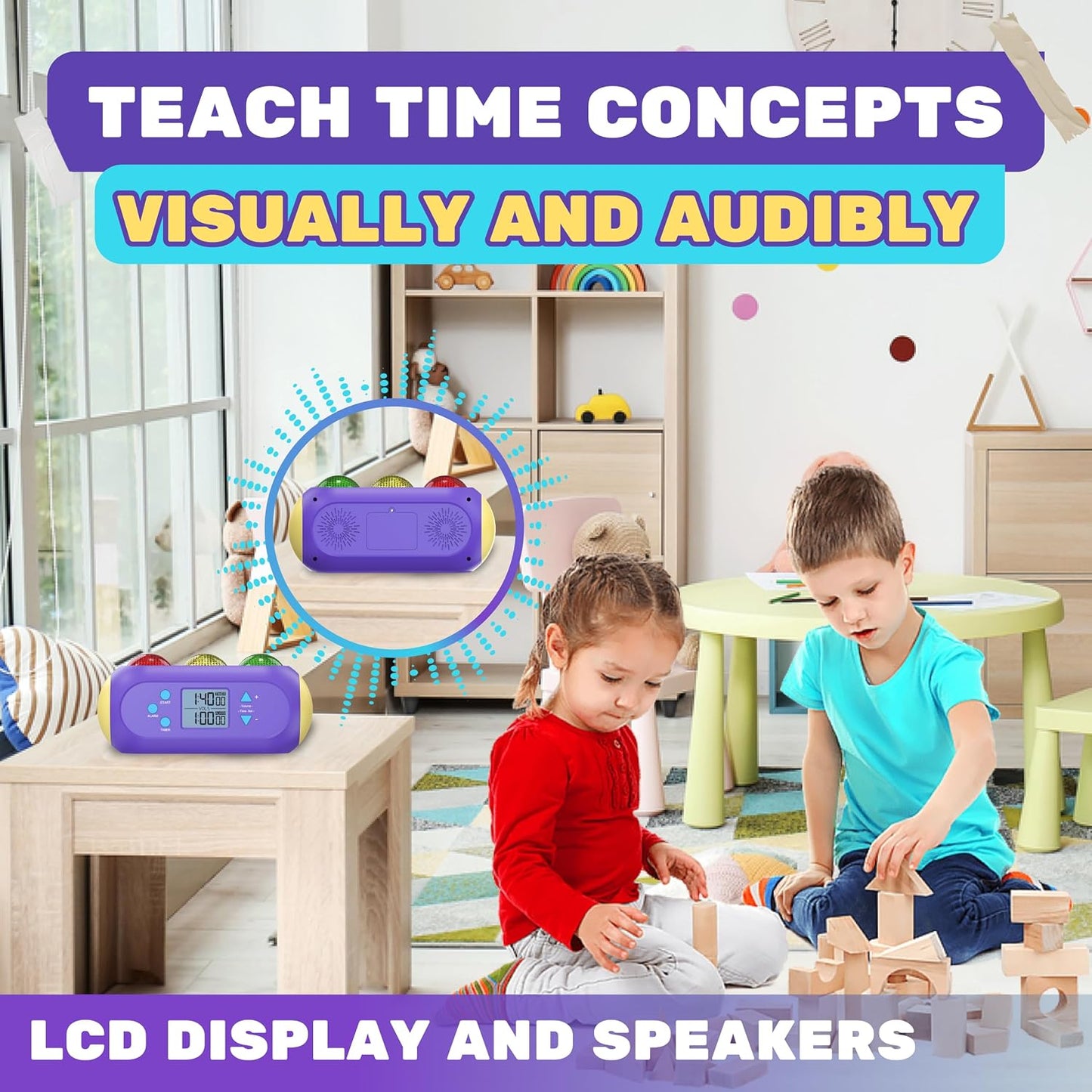 Visual Timer for Kids, Interactive Light and Sound Visual Timer for Classroom with Red, Yellow, and Green Lights, Engaging Timer for Kids, for Teachers, or Holiday Present
