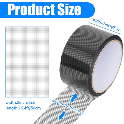 Window Screen Repair Tape Mosquito Net Repair Tape Cuttable and Strong Adhesive Fiberglass 2IN*16.4FT for Window Doors Tears Holes for Screen Repair