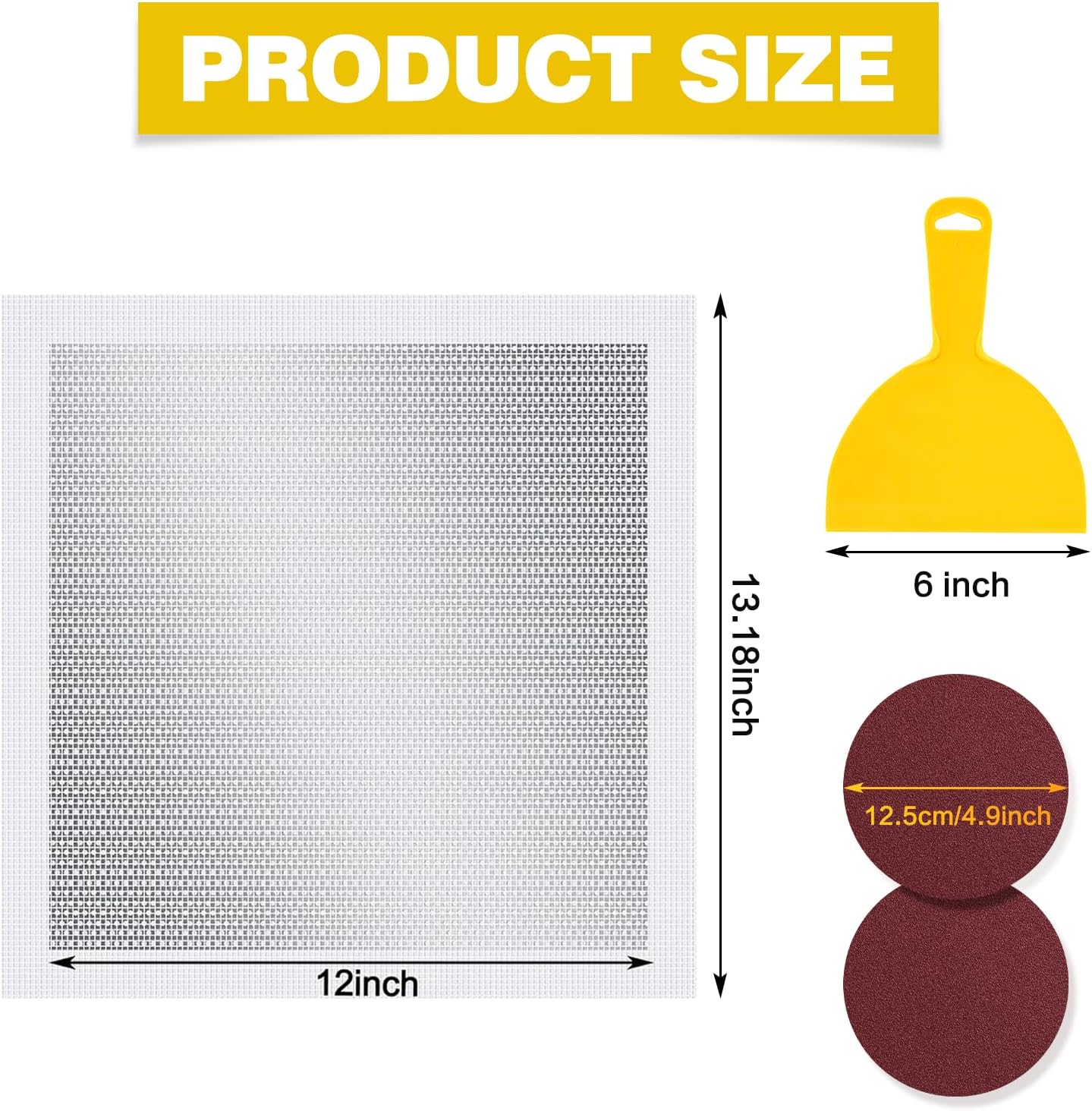 12 X 12 Inch Drywall Repair Kit, Wall Repair Patch Kits for Large Holes | Aluminum Self-Adhesive Mesh Drywall Repair Patch Suitable for Wall and Ceiling, Dry Wall Patch Kit with Scraper and Sandpaper