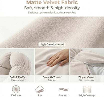 Pat. Pend. Long Bolster Pillow for Bed, 39 Inch, Misty White