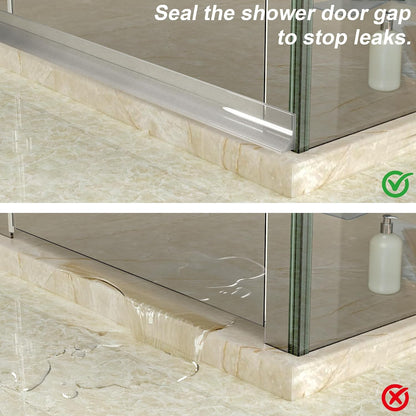 39" Shower Threshold Water Dam Silicone Shower Water Guard Collapsible Shower Door Bottom Seal Shower Splash Guard for Wet and Dry Separation