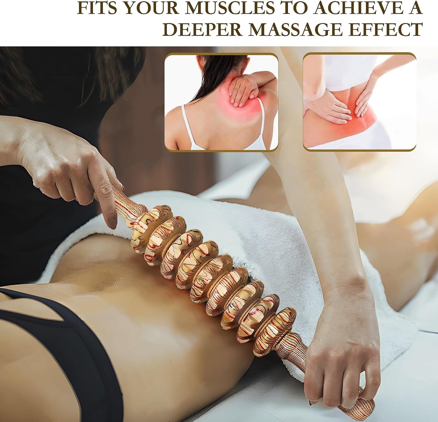 Manual Wood Therapy Massage Stick, Wooden Cellulite Muscle Roller for Legs | Body Sculpting, Lymphatic Drainage Massager, Wooden Massage Tools for Trigger Points Relief, Sore Muscle Recovery