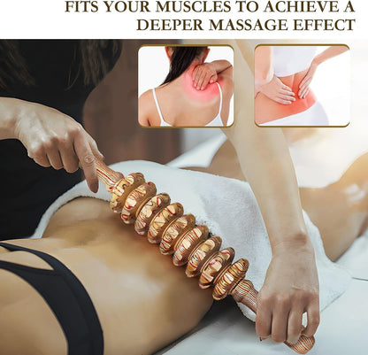 Manual Wood Therapy Massage Stick, Wooden Cellulite Muscle Roller for Legs | Body Sculpting, Lymphatic Drainage Massager, Wooden Massage Tools for Trigger Points Relief, Sore Muscle Recovery