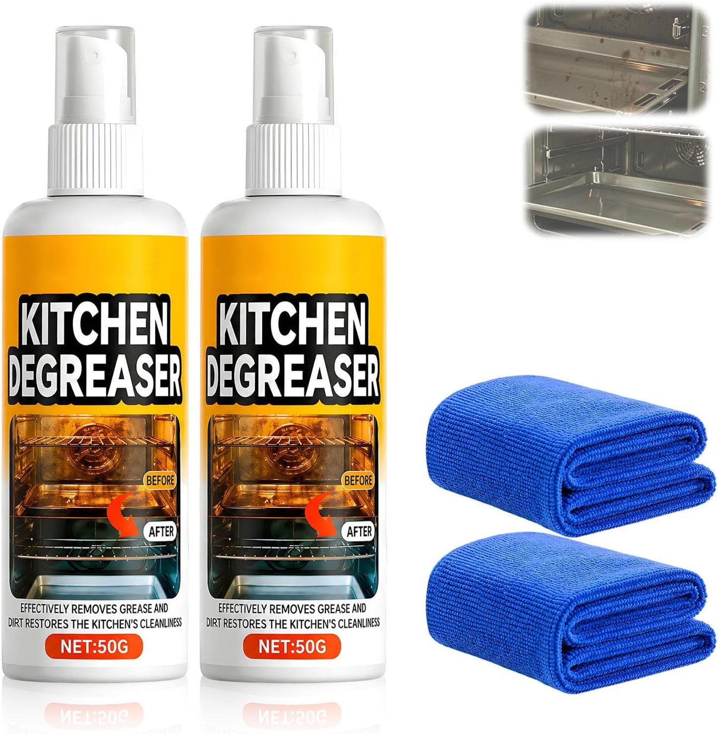 GreaseKiller BBQ Grill Cleaner Spray, Heavy Duty Degreaser, Fast-Acting Grease Removal, for Grills and Smokers, Outdoor Use(2 PCS)