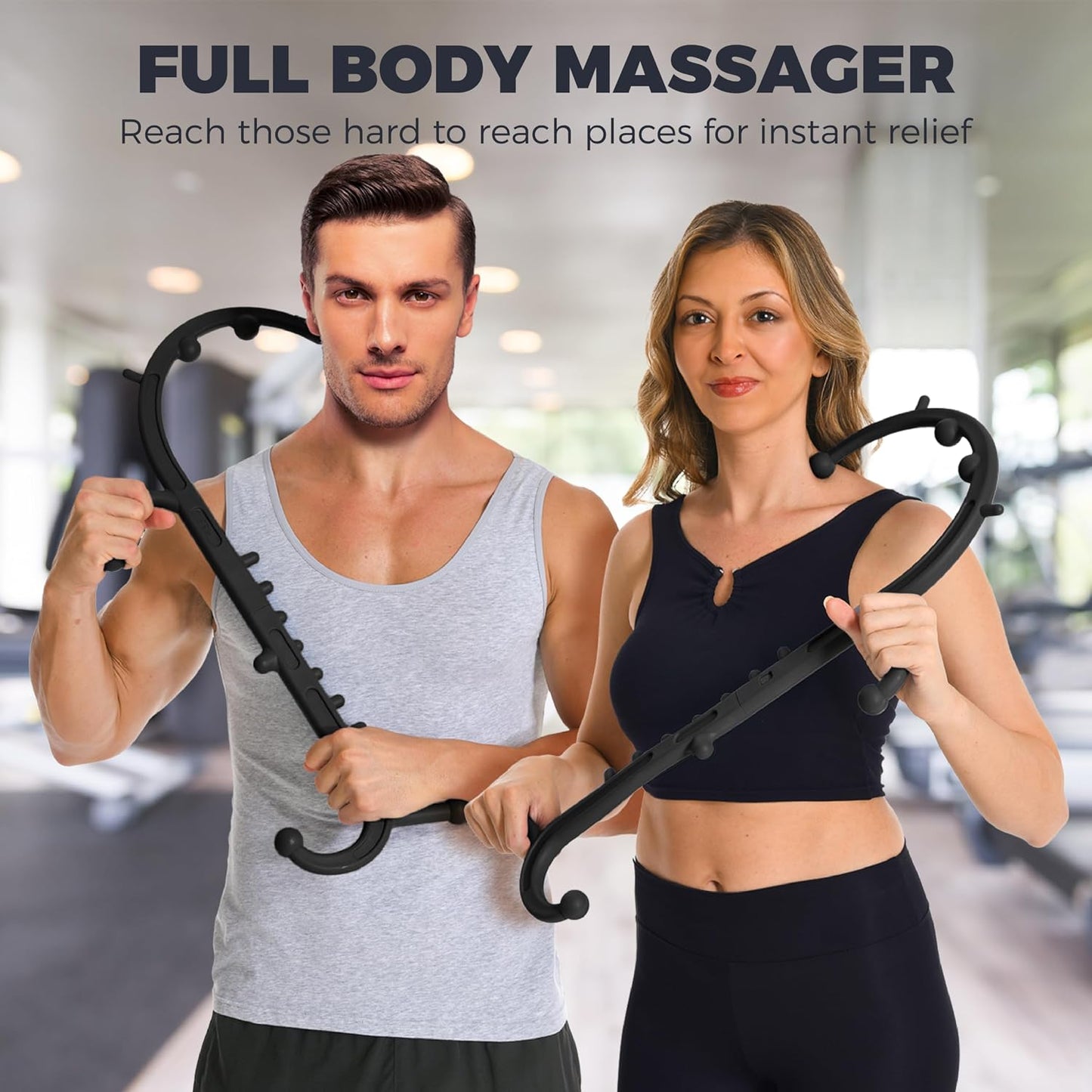 Deep Tissue Back & Neck Massager - Back Massager Stick for Pain Relief, Muscle Knot Remover, Trigger Point Massage Tool for Full Body, Shoulders, Legs - Pressure Point Massage Tool (Blue)