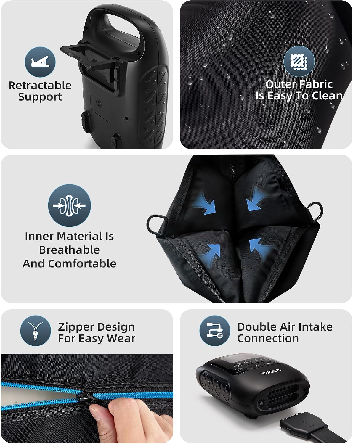 YINGGG Upgraded Leg Compression Recovery System, Cordless Professional Full Leg Compression Massager Boots with Heat, Pro Sequential Compression Device for Circulation Warm-up and Fast Recovery-Medium