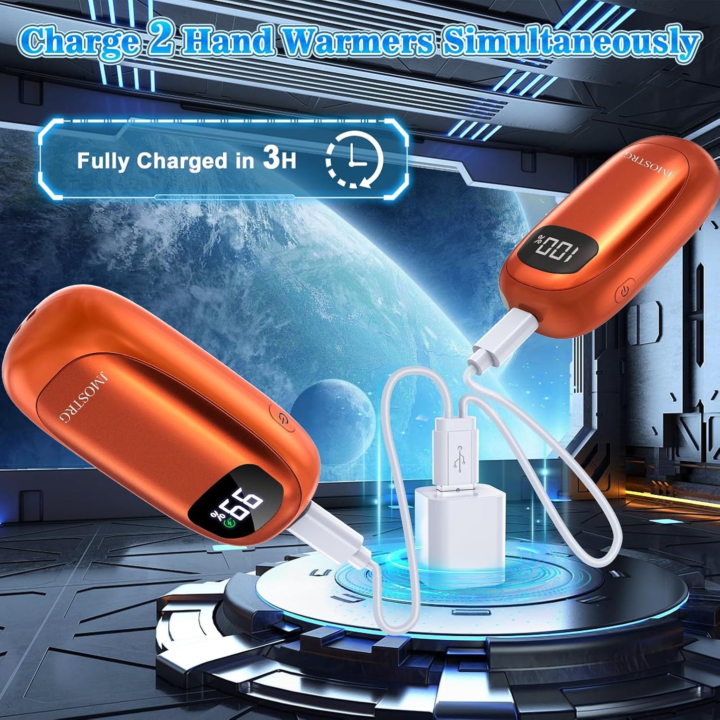 Hand Warmers Rechargeable, Electric Dual-Sided Heating with LED Display & Flashlight, Max 127℉, 13Hrs Long Lasting Pocket Heater for Raynauds, Golf, Hunting, Camping, Birthday Gifts for Men Women