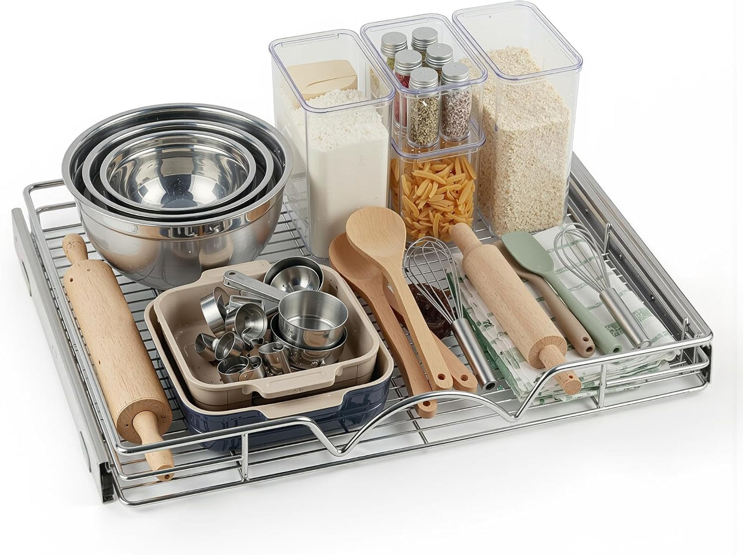 HOLDN’ STORAGE Pull Out Cabinet Organizer, 14”W x 21”D Cabinet Drawer | Heavy-Duty Caddy, Lifetime Limited Warranty, Steel Metal Cabinet Drawers, Chrome, Requires At Least 15-1/4” Cabinet Opening