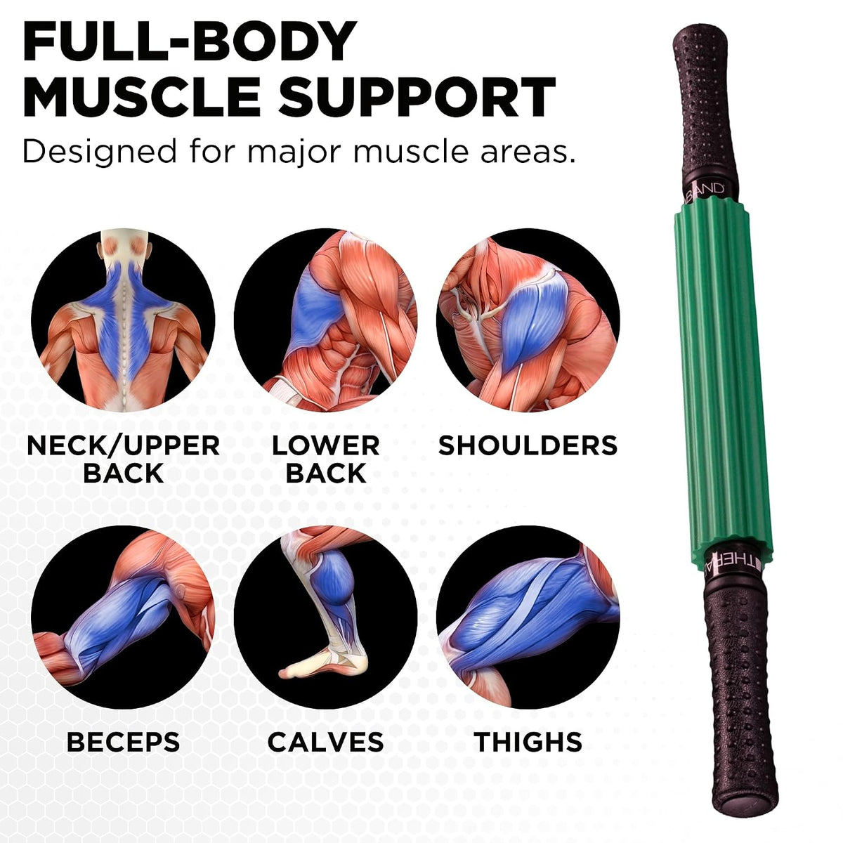 THERABAND Roller Massager, Muscle Massage Tool, Fascia Release, Back, 21"