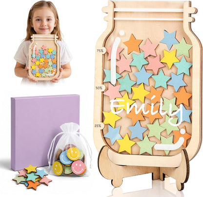 Reward Jar Potty Training Chart, Behavior Chart for Kids Classroom Must | Personalized Wooden And Acrylic Reward Jar For Chores, Home, Fridge, School Teacher Supplies, Includes Marker And Stand