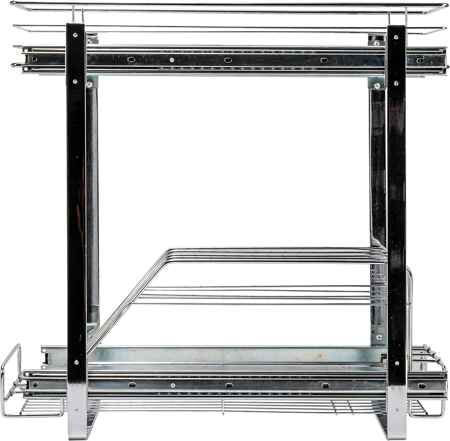 Household Essentials Glidez Multipurpose Chrome-Plated Steel Pull-Out/Slide-Out Storage Organizer for Cookware and Bakeware - 2-Tier Design - Fits Standard Size Cabinet or Shelf, Chrome