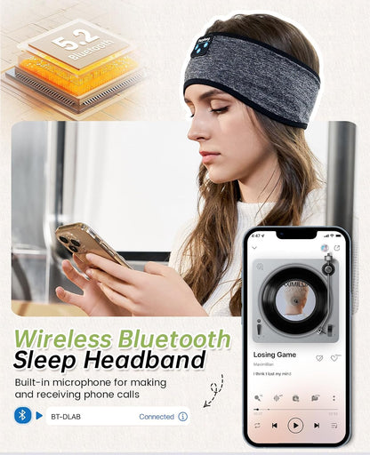 Perytong 2 Pack Sleep Headphones, Sleeping Headphones | Bluetooth Headband with Ultra-Thin HD Stereo Speaker, Wireless Headphone for Sports, Insomnia, Yoga, Air Travel, Meditation