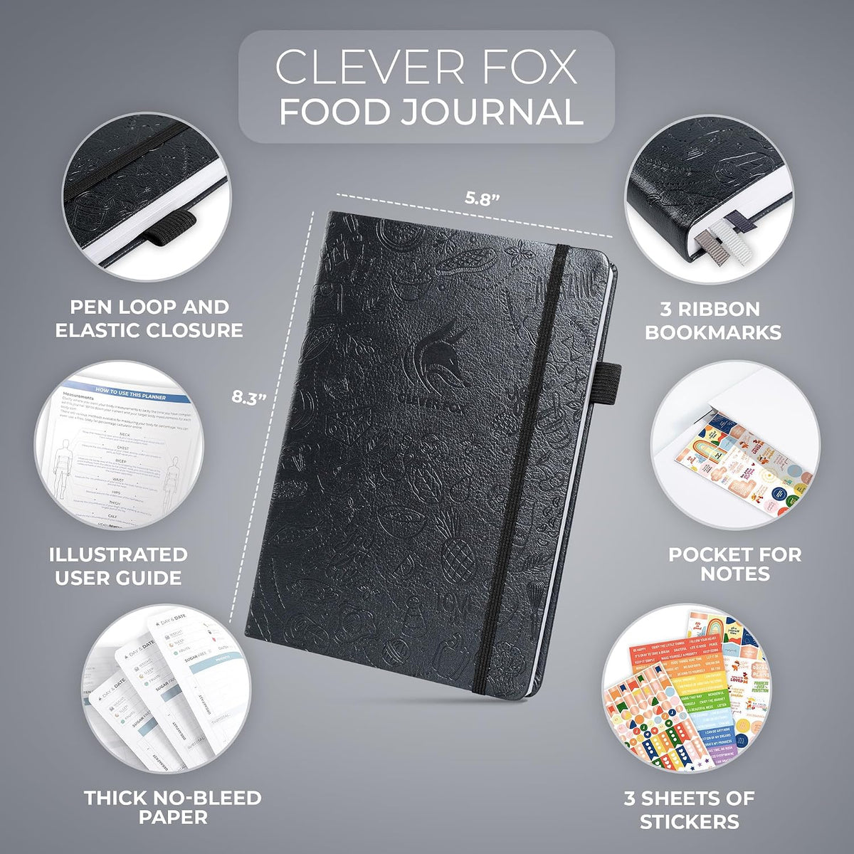 Clever Fox Food Journal for Women & Men, Weight Loss Tracker, Aquamarine