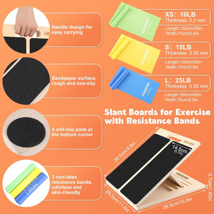 Portable Slant Board for Calf Stretching, Adjustable Wooden Calf Stretcher Incline Board, Calf Stretch Board for Squats Leg Knees Heel Ankle Stretching
