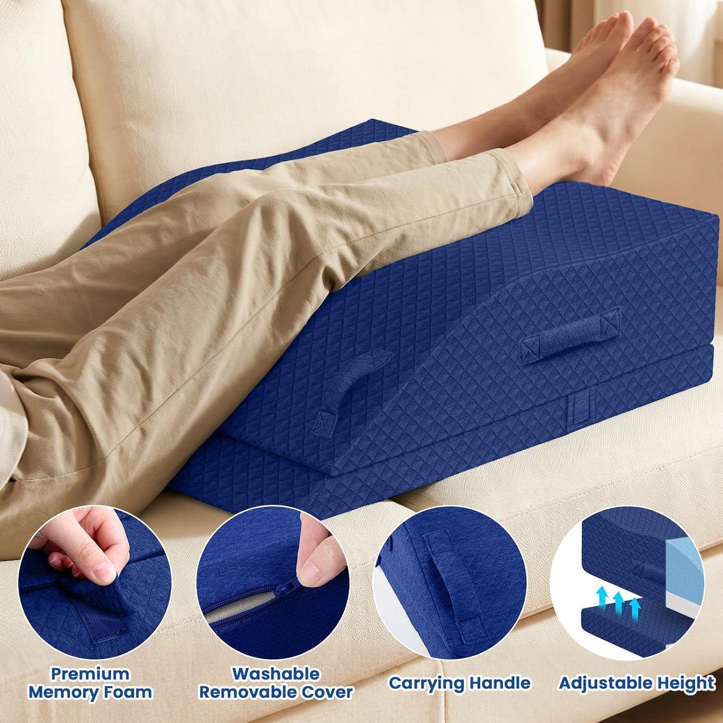 Elevation Pillows for Leg After Surgery, Memory Foam Adjustable Wedge Pillow for Injury or Rest, Ankle Pillow for Sleeping Blood Circulation Grey/Double Leg