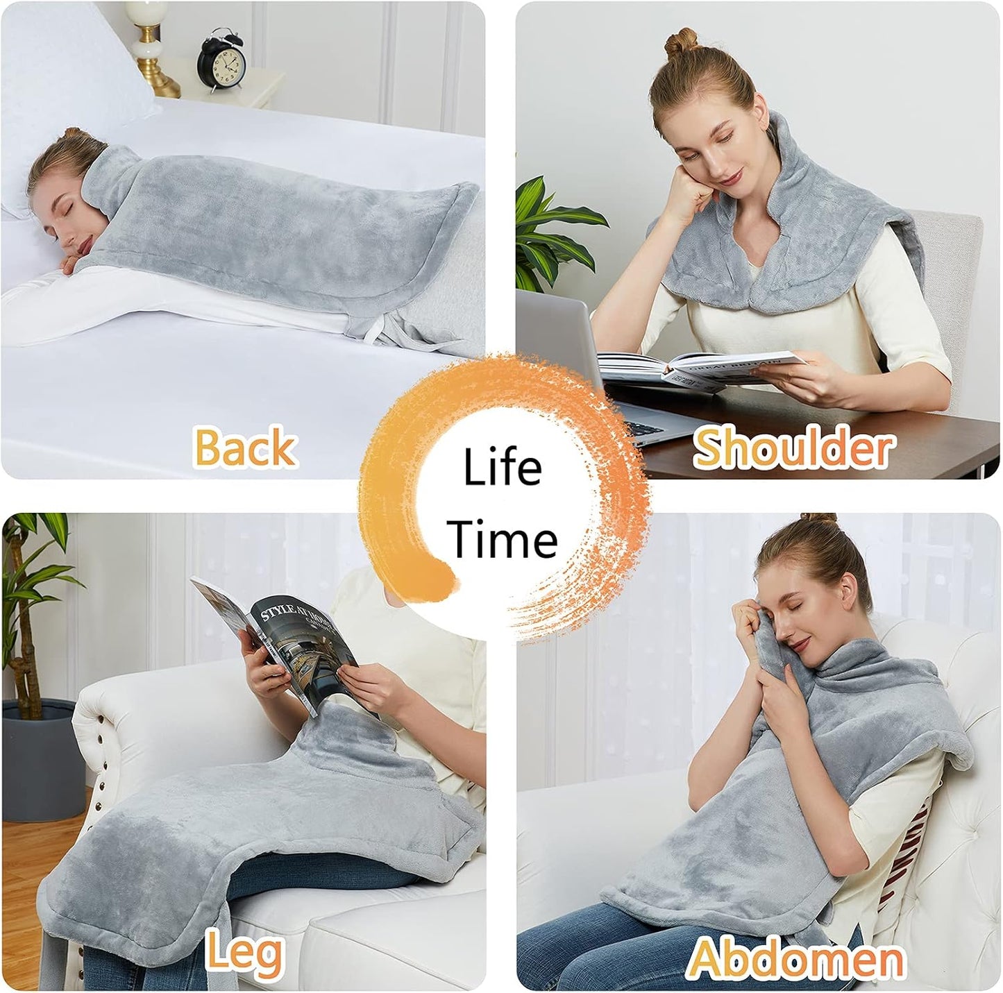 CAROMIO Massaging Heating Pad for Back Pain Relief, Neck and Shoulders | Electric Heating Pads Large Size, Full Body Back Heat Pad with Auto Shut Off, 3 Heating Levels & 3 Massage Modes (35"x24")