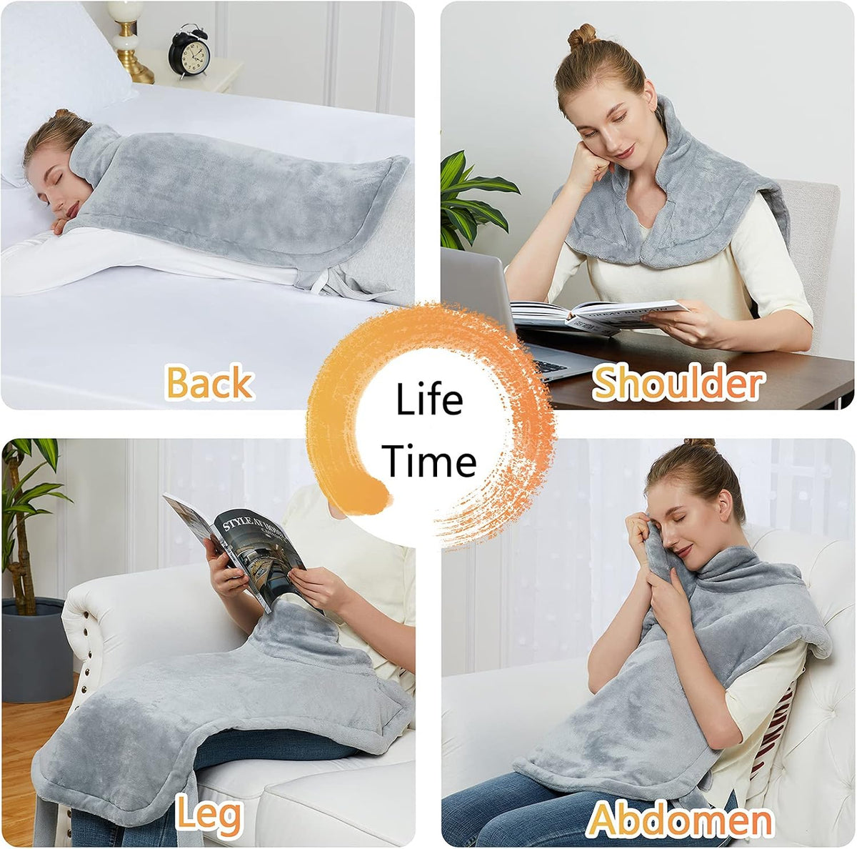CAROMIO Massaging Heating Pad for Back Pain Relief, Neck and Shoulders