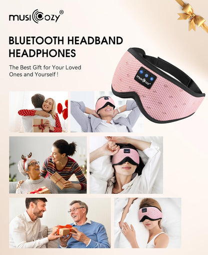 MUSICOZY Breathable Bluetooth Sleep Mask Headphones for Sleeping | Mesh Sleep Mask With Bluetooth 5.4 Audio, Soft Fabric And Comfortable Fit for Side Sleepers, Travel, Meditation and Rest