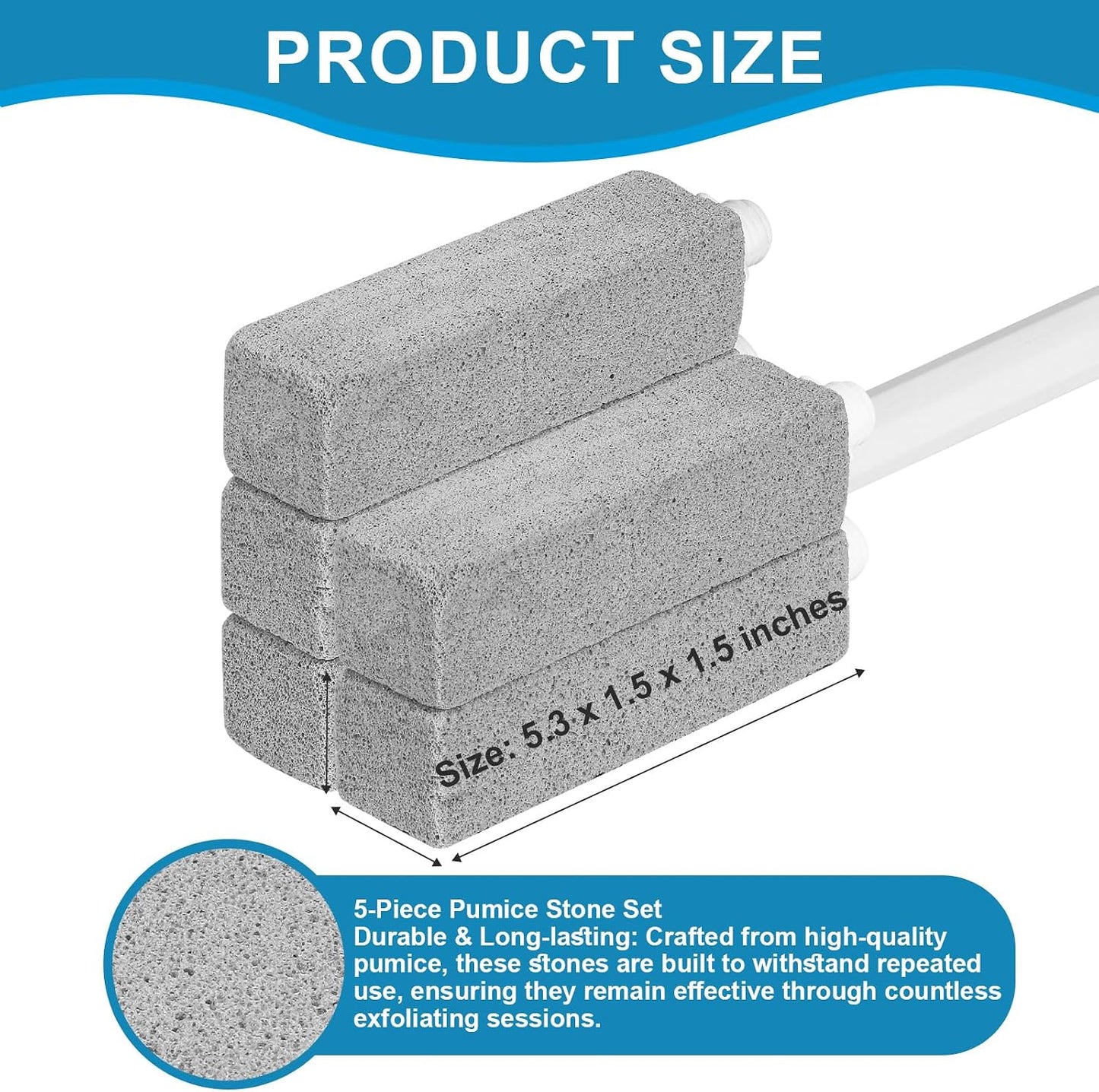 3 Packs Pumice Cleaning Stone with Extra Long Handle, Pumice Stone for Toilet Bowl Clean for Cleaning Toilets, Bathtubs, Grills, Swimming Pools, Sinks