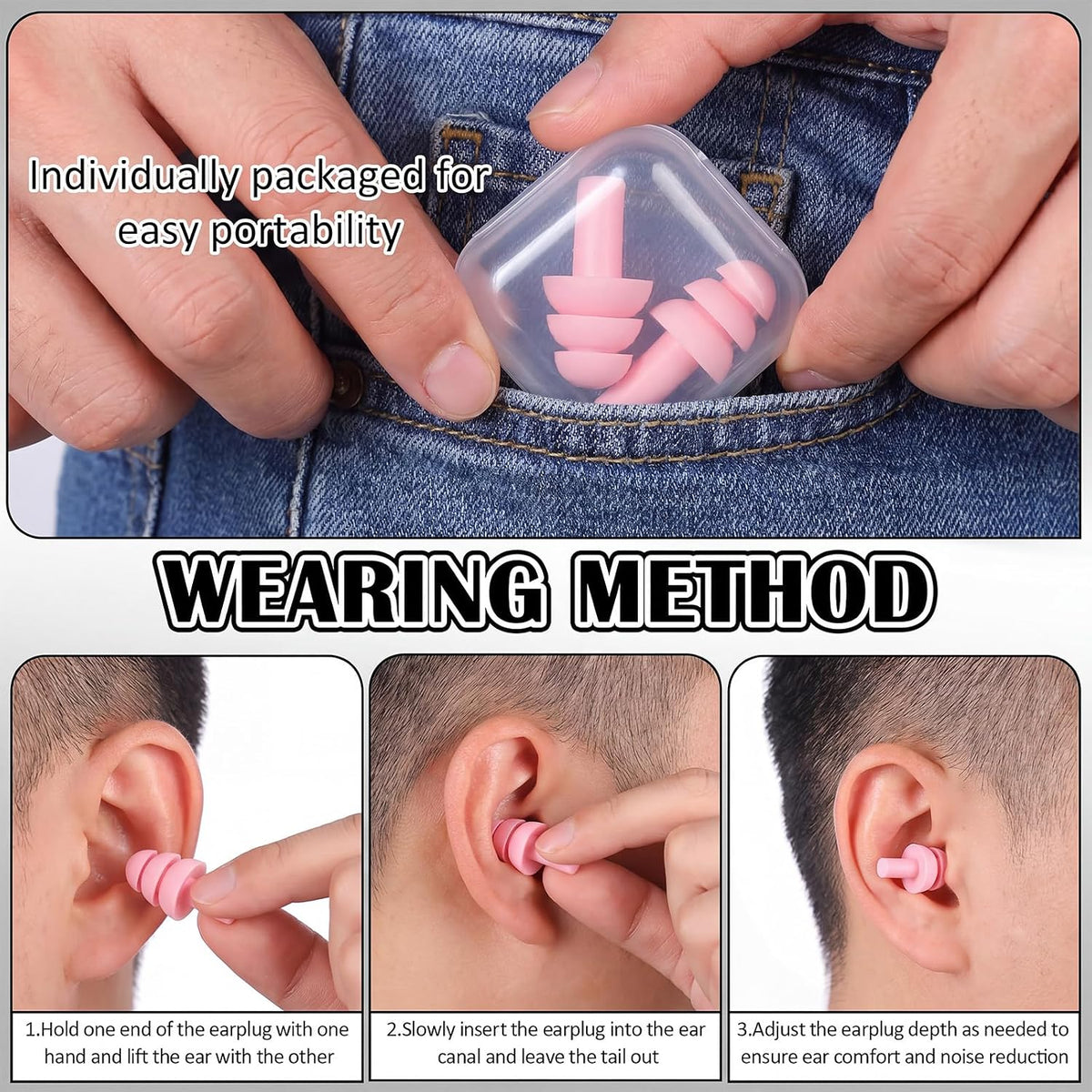 24 Pairs Black Ear Plugs Bulk NRR 29dB Reusable Silicone Ear Plugs with Plastic Cases Soft Foam Plug for Sleeping Noise Cancelling Concerts Shooting Swimming Noise Reduction