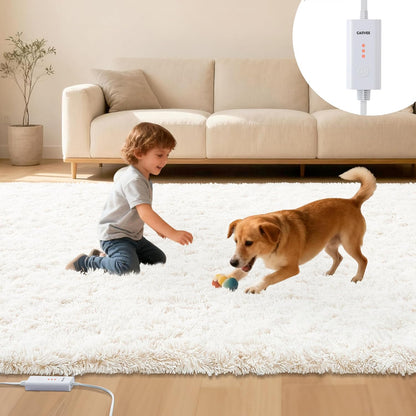 4x6 ft Electric Heated Floor Mat, Soft Plush Foot Warmer Area Rug, Grey