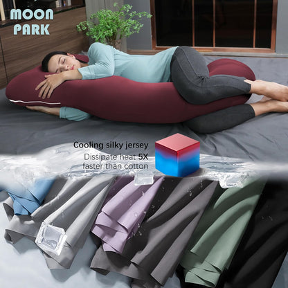 MOON PARK Pregnancy Pillows for Sleeping - 57 Inch U Shaped Full Body Maternity Pillow with Removable Cover - Support for Back, Legs, Belly, Hips - Pregnancy Pillow for Women - Grey