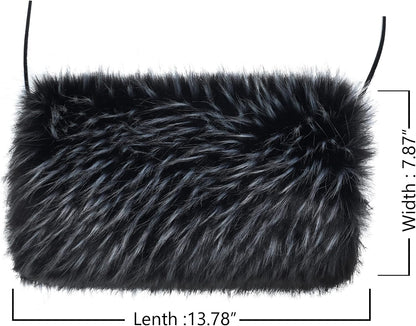 LA CARRIE Faux Fur Hand Muffs Women Winter Warmer Fuzzy Pouch Furry Plush Muffler Wedding Girl Kids Elegant Luxury Chic
