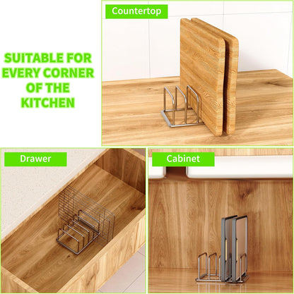 Cutting Board Holder Stand, Chopping Board Organizer Rack with 304 Stainless Steel, Cookie Sheet Storage Organizer, 1.0 & 1.2 Inch Wide Slots (1 Pack)